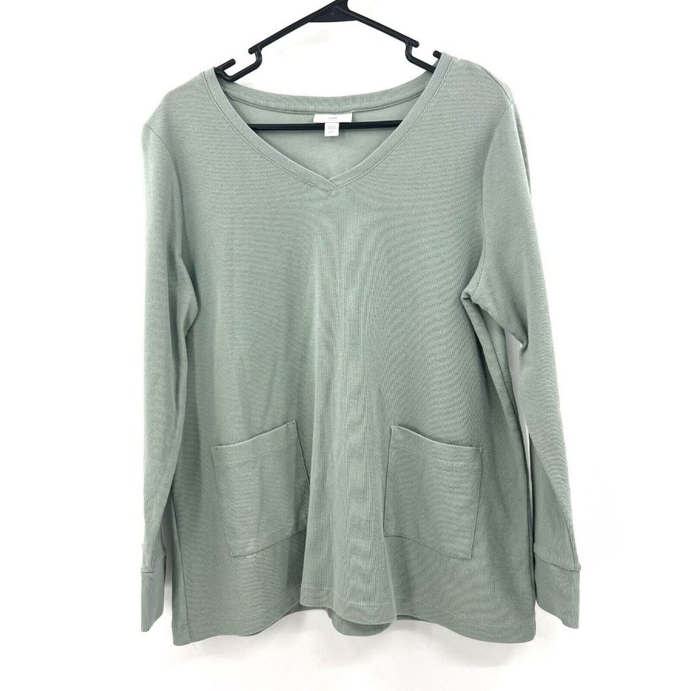 J.Jill sage green midweight long sleeve top